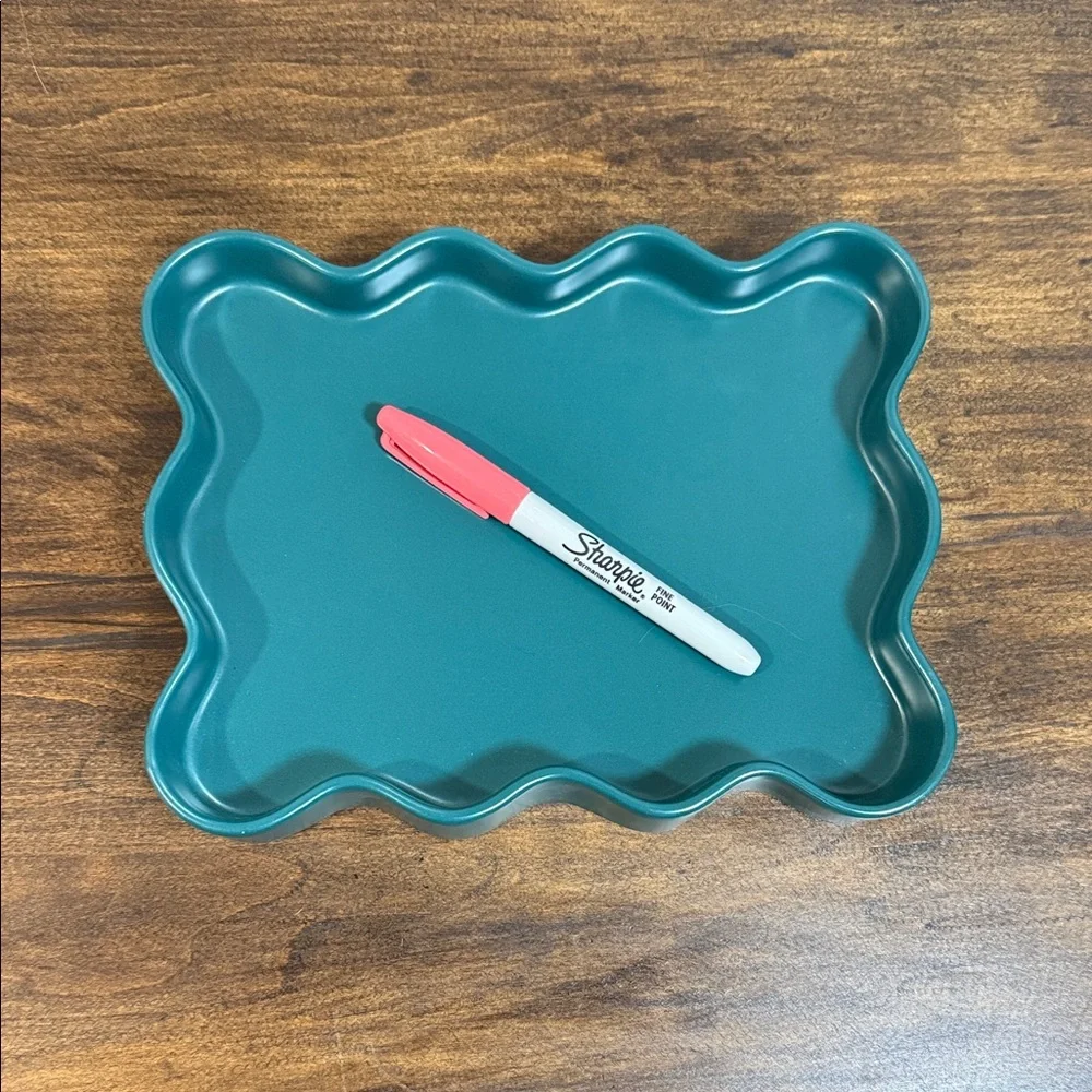 NWT Room Essentials Teal Ceramic Wavy Tray